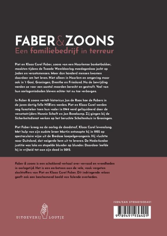 Achterkant van Faber & zoons, een familiebedrijf in terreur