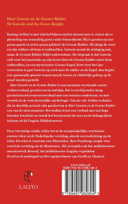 Achterkant van Heer Gawein en de Groene Ridder
