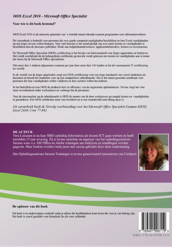 Achterkant van MOS Excel 2010 Expert