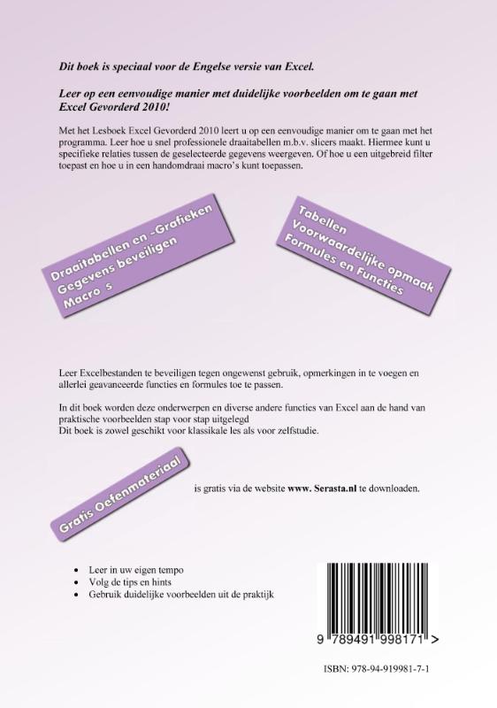 Achterkant van Excel 2010 gevorderd