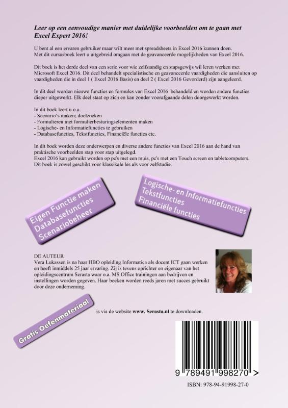 Achterkant van Excel Expert 2016