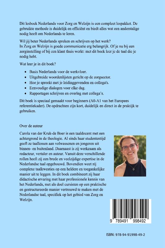 Achterkant van Nederlands voor Zorg & Welzijn