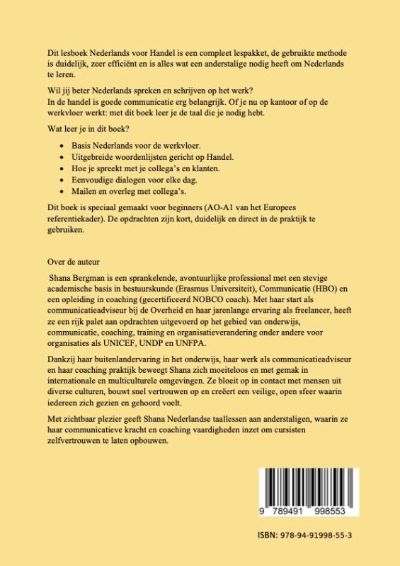 Achterkant van Nederlands voor Handel