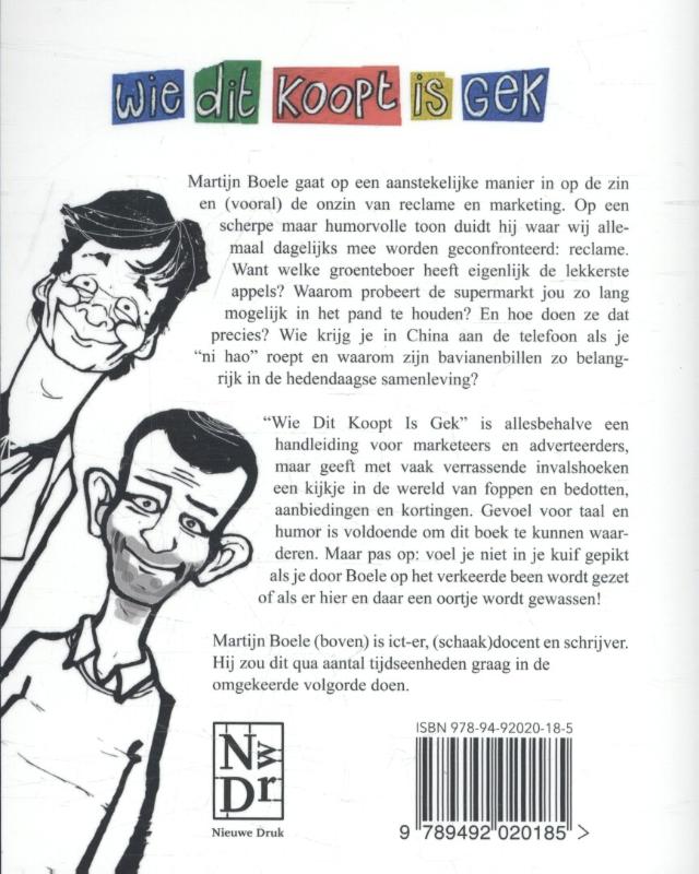 Achterkant van Wie dit koopt is gek