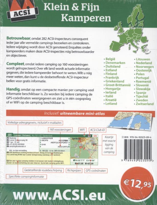 Achterkant van ACSI Klein & Fijn Kamperen Gids 2016
