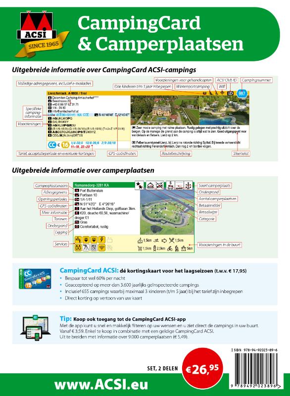 Achterkant van CampingCard & Camperplaatsen 2020