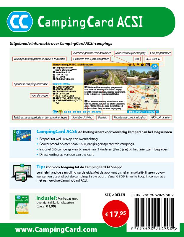 Achterkant van CampingCard ACSI 2020 Nederlandstalig - set 2 delen
