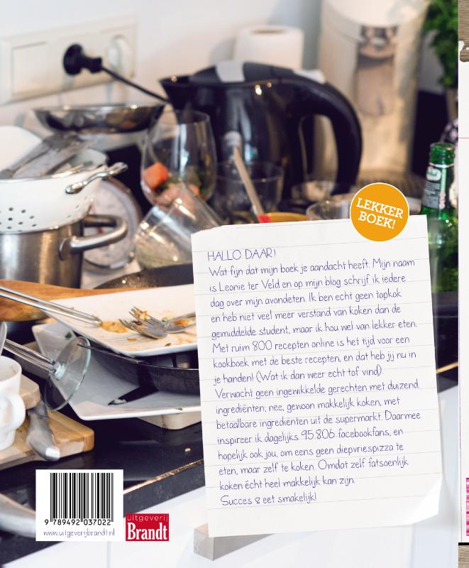 Achterkant van Gewoon wat een studentje ’s avonds eet