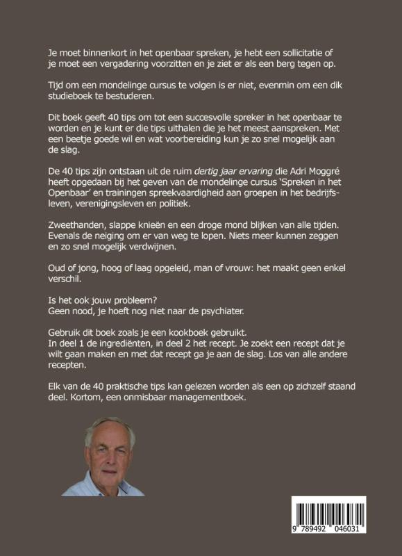 Achterkant van Spreken in het openbaar in 40 praktische tips