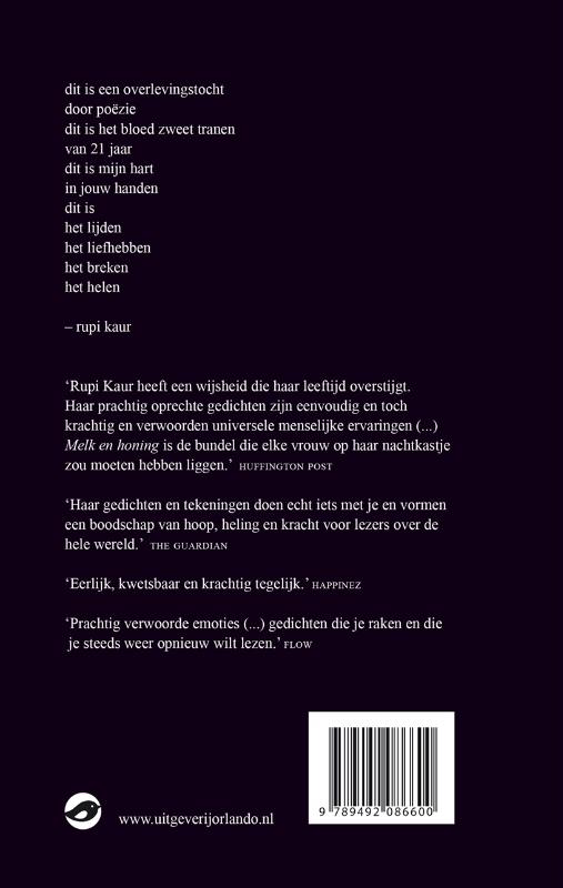 Achterkant van Melk en honing