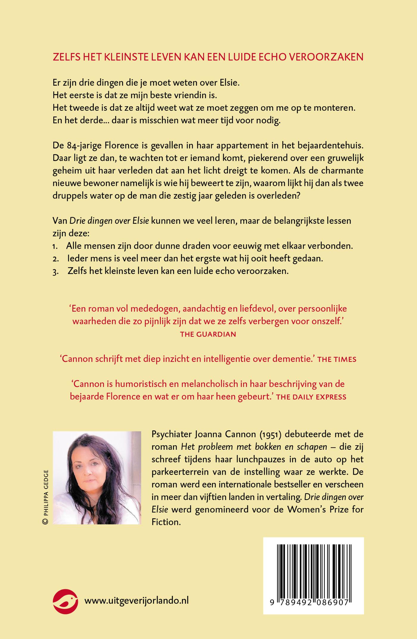 Achterkant van Drie dingen over Elsie