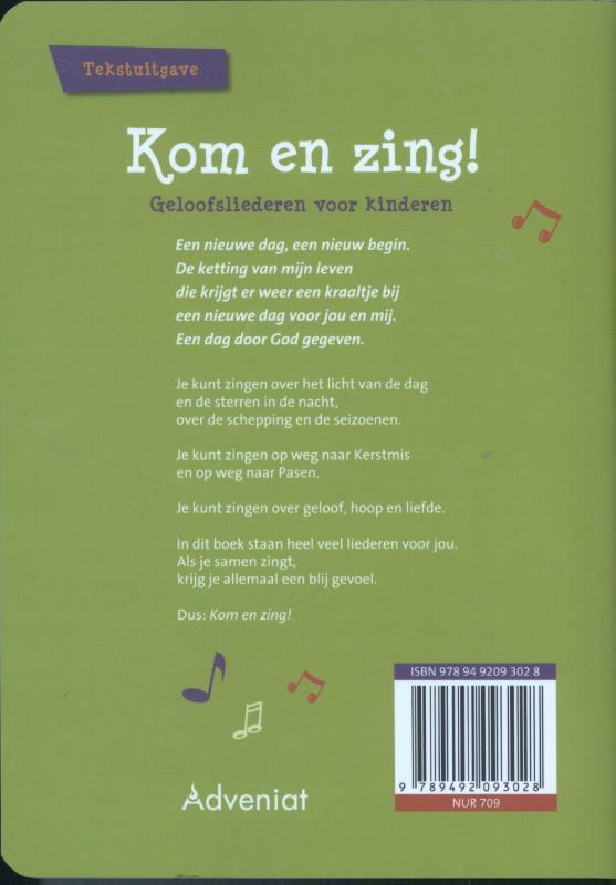 Achterkant van Kom en zing!