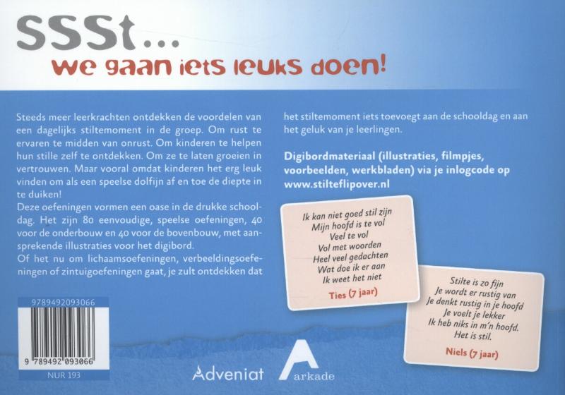 Achterkant van Stilte flipover handleiding