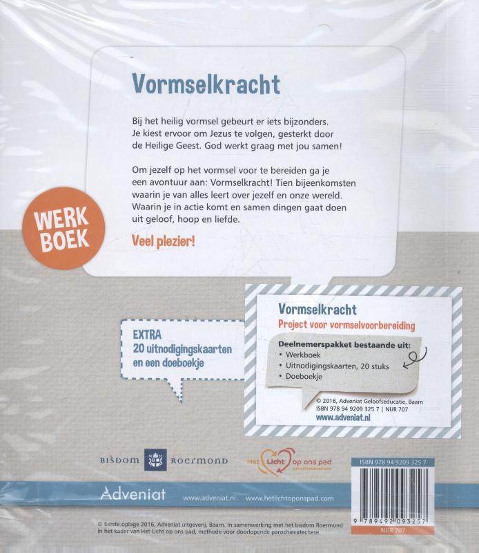 Achterkant van Vormselkracht! vormsel project werkboek