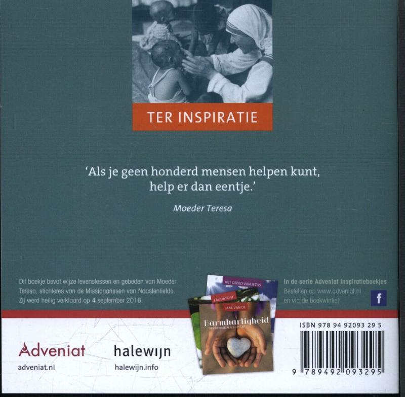 Achterkant van De heilige Moeder Teresa