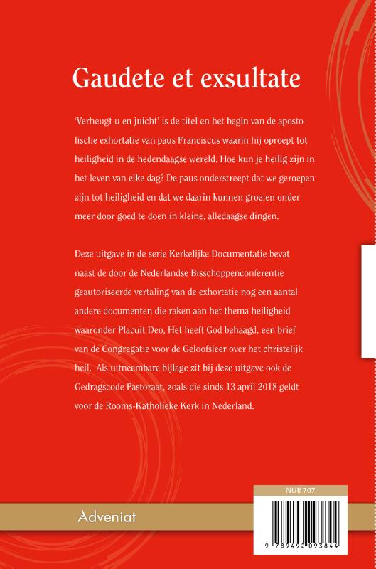 Achterkant van Gaudete et exsultate