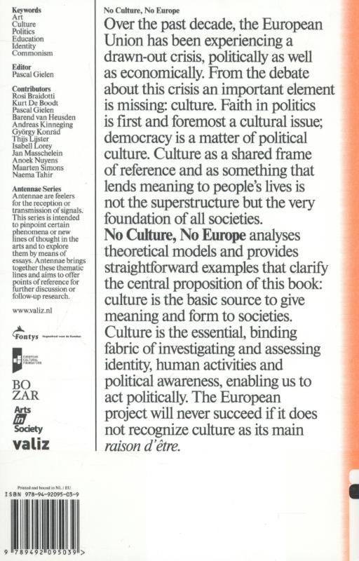 Achterkant van No culture, no Europe