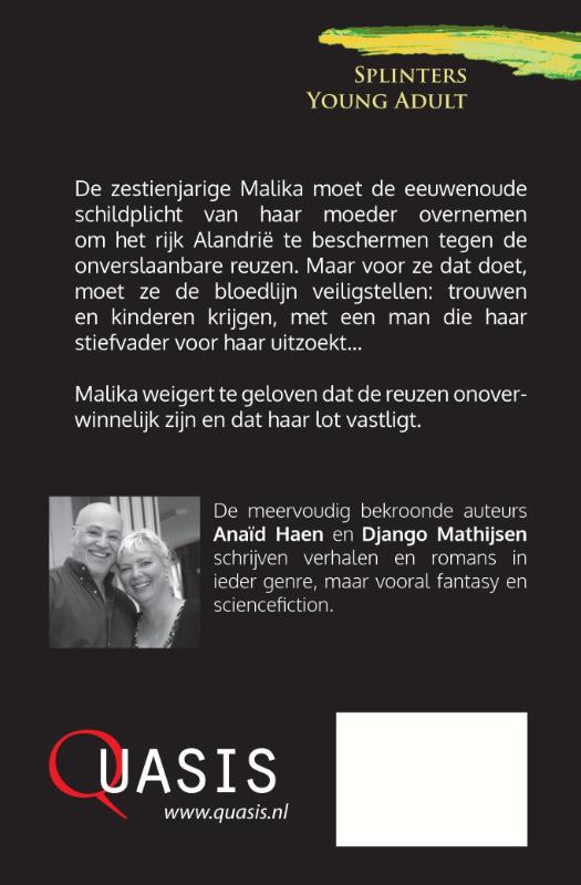 Achterkant van Malika's schildplicht