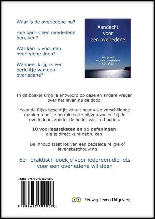Achterkant van Aandacht voor een overledene