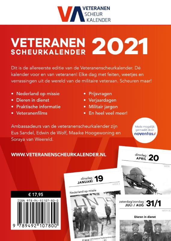 Achterkant van Veteranenscheurkalender