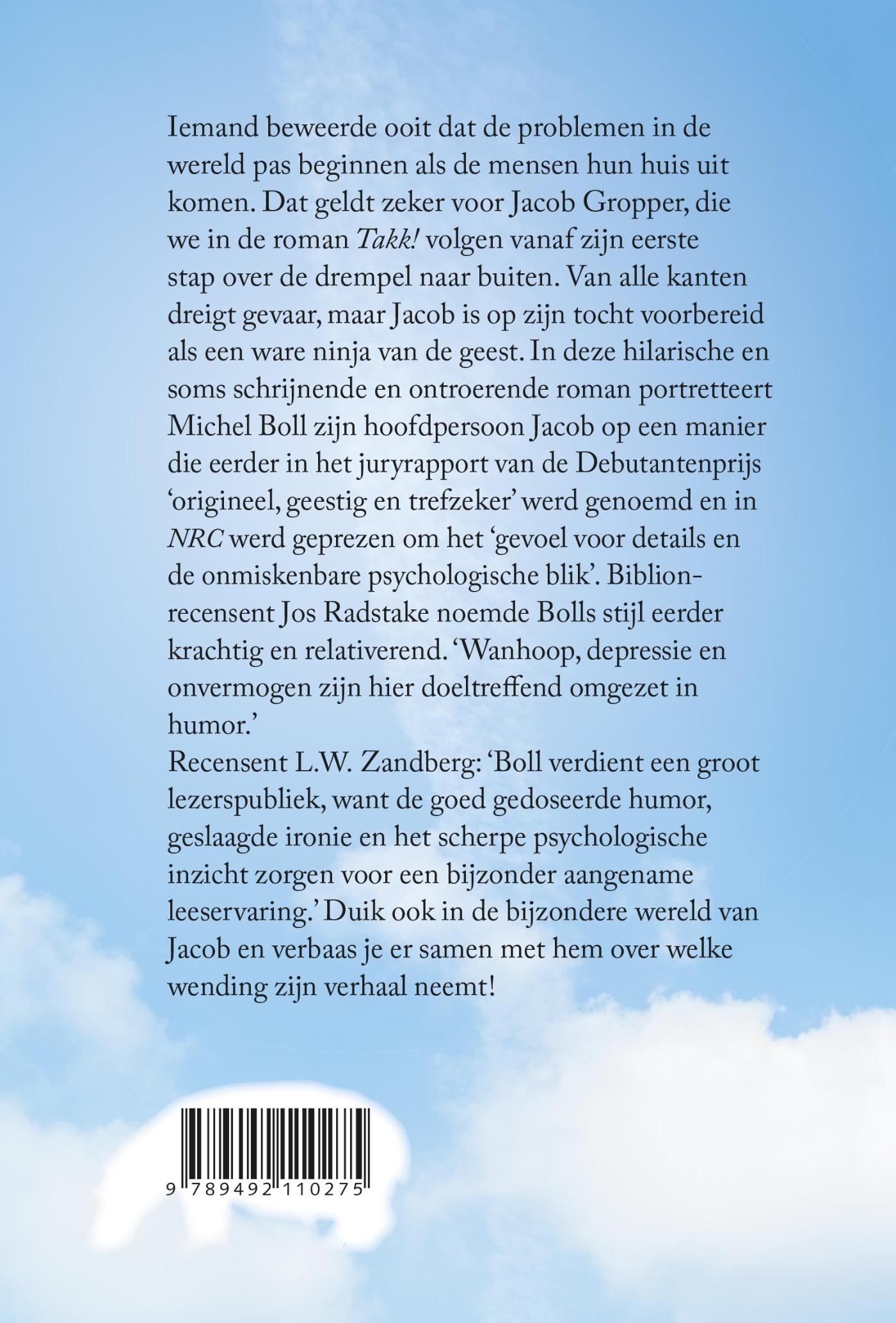 Achterkant van Takk!