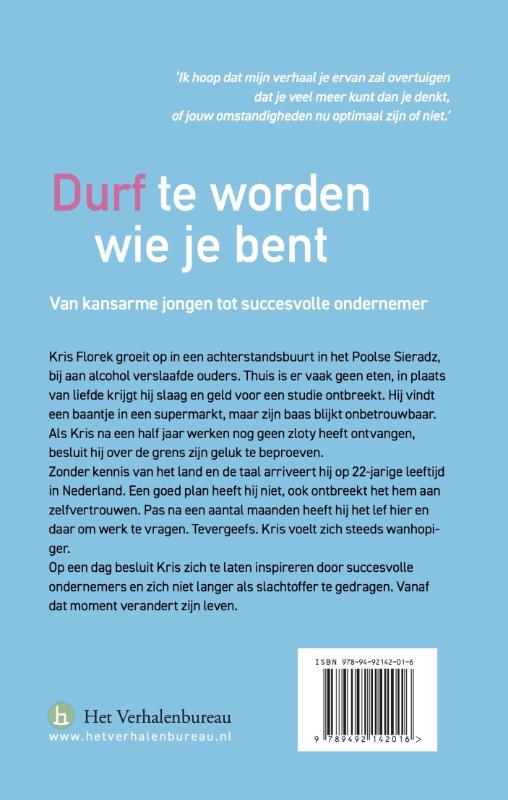 Achterkant van Durf te worden wie je bent