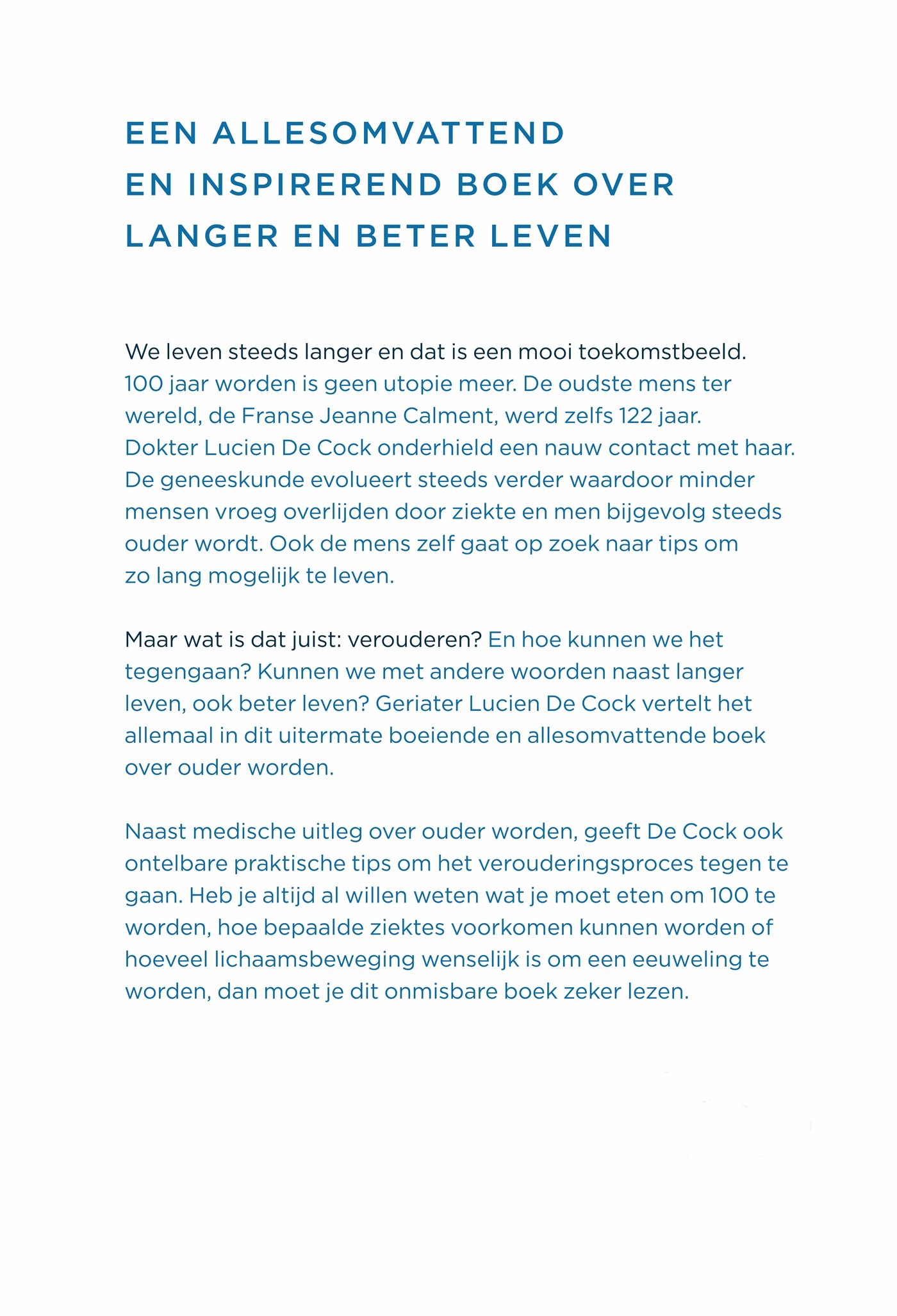 Achterkant van De weg naar 100 en zelfs meer