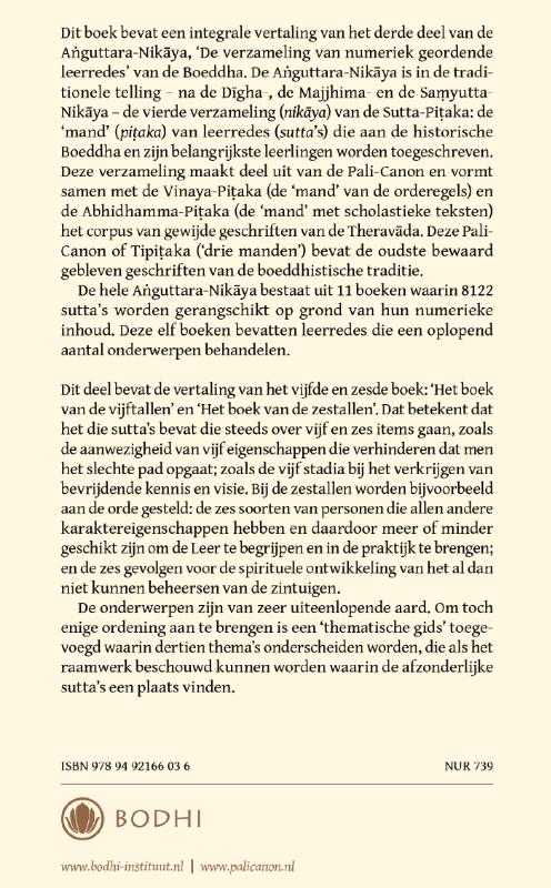 Achterkant van 3 Het boek van vijf- en zestallen (Pancaka-Nipata, Chakka-Nipata)