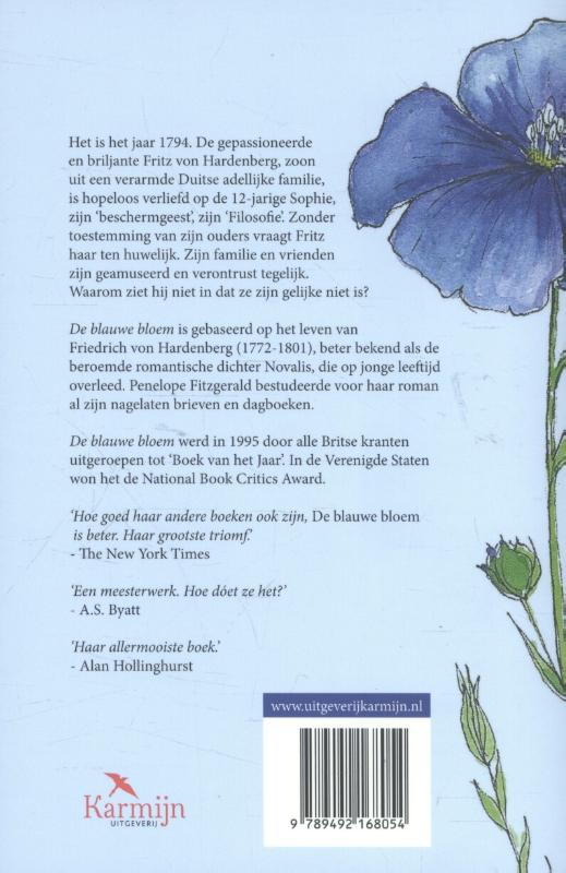 Achterkant van De blauwe bloem