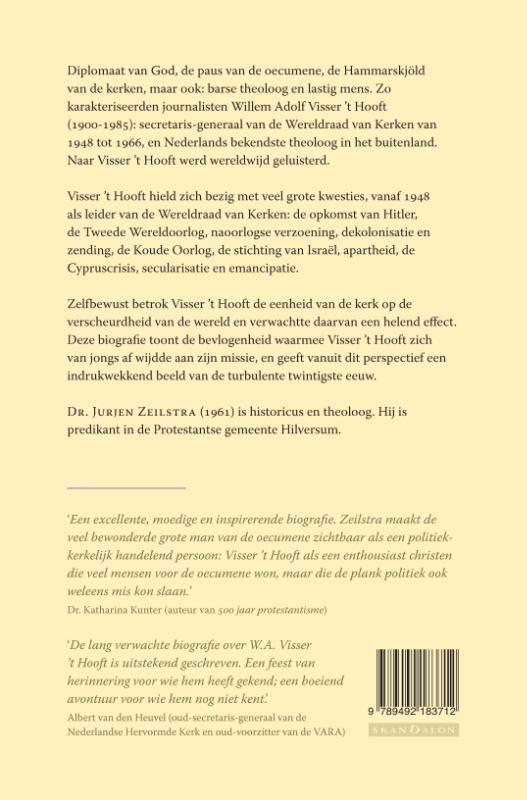 Achterkant van Visser 't Hooft - Biografie