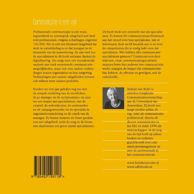 Achterkant van Communicatie is een vak