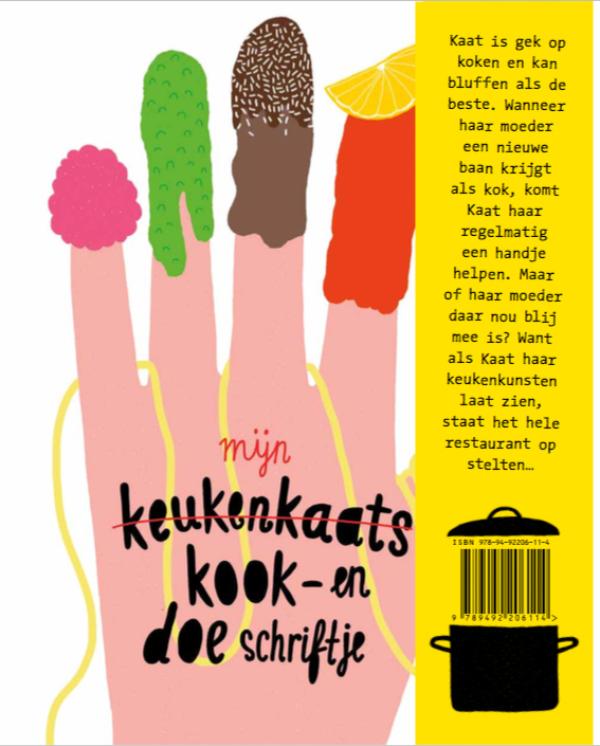 Achterkant van Keukenkaat aan de kook + doeschrift