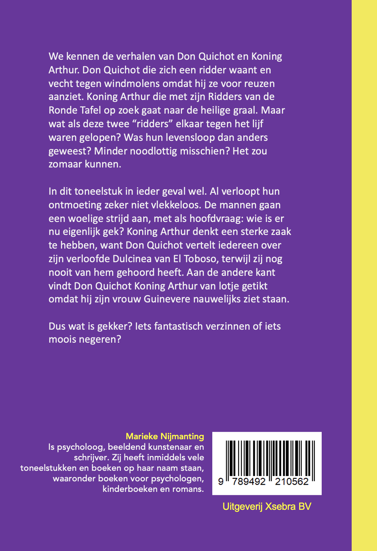 Achterkant van Een dolend ridderverhaal met Don Quichot en Koning Arthur