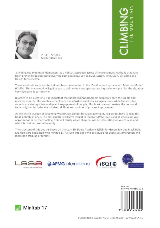 Achterkant van Mindset, skill set and tool set for Lean Six Sigma Green & Black Belts