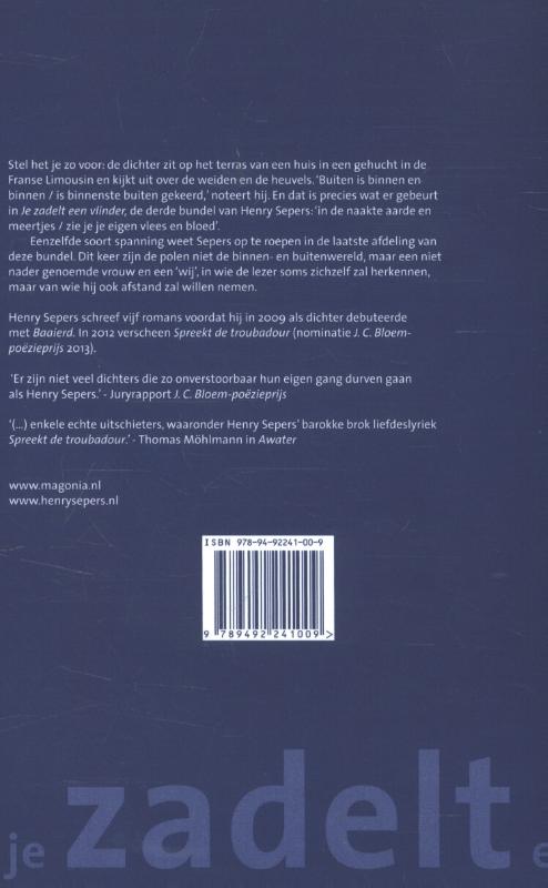 Achterkant van Je zadelt een vlinder