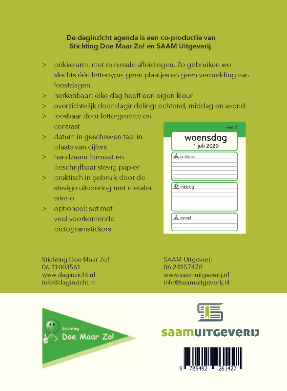 Achterkant van Daginzicht Agenda 2020