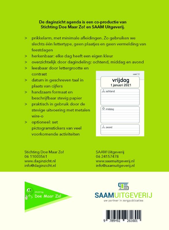 Achterkant van Daginzicht Agenda 2021