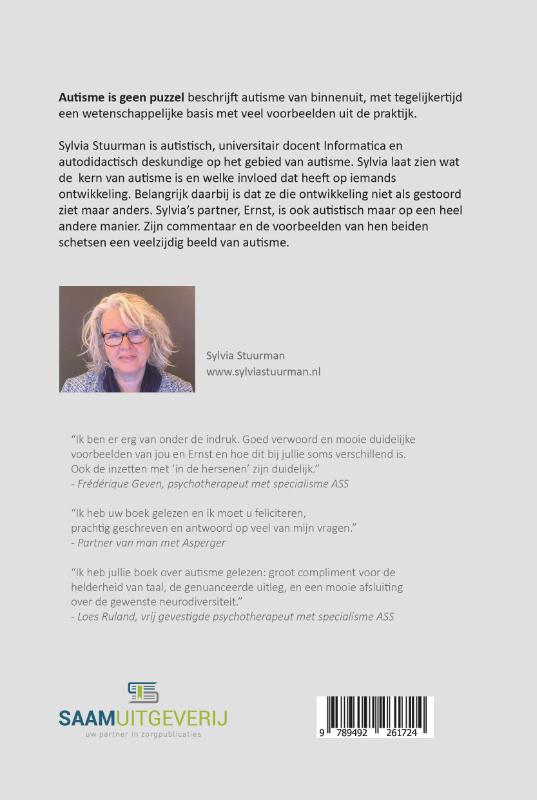 Achterkant van Autisme is geen puzzel