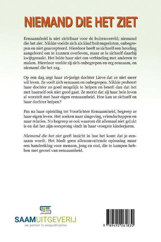 Achterkant van Niemand die het ziet