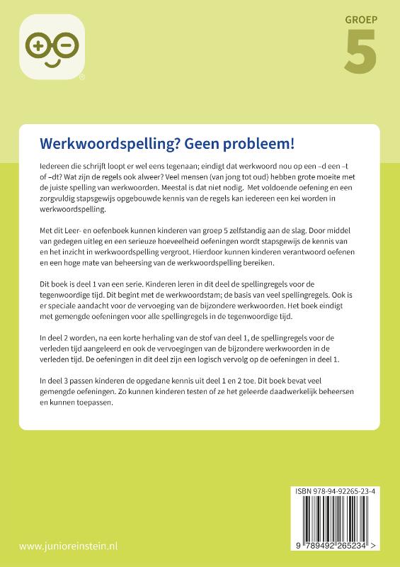 Achterkant van Opgaven voor werkwoordspelling