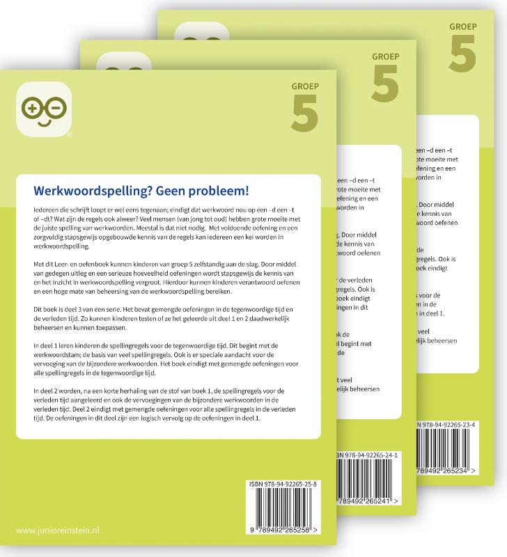Achterkant van gemengde opgaven voor werkwoordspelling