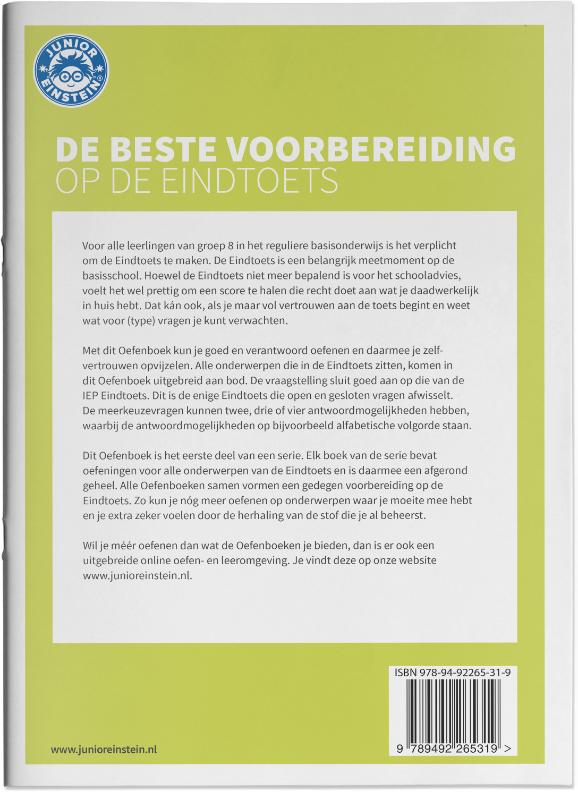 Achterkant van Eindtoets Oefenboek 1