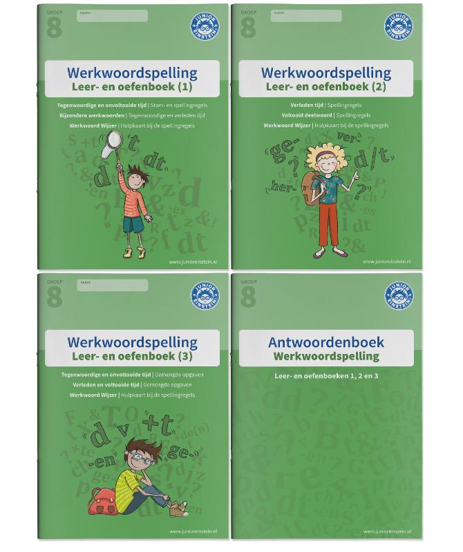 Achterkant van Leer- en oefenboek 1, Antwoordenboeken 1, 2 en 3