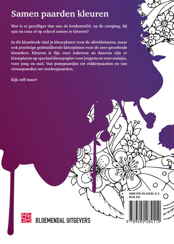 Achterkant van Samen paarden kleuren