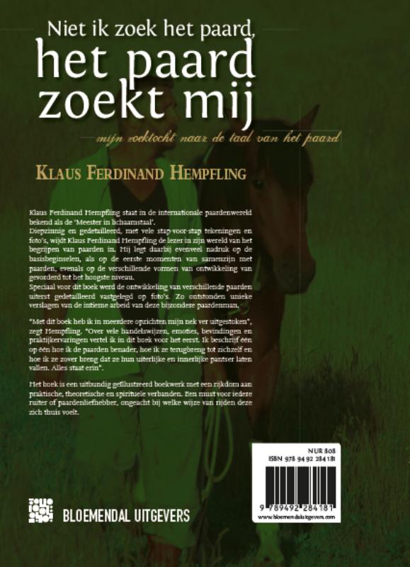 Achterkant van Niet ik zoek het paard, het paard zoekt mij