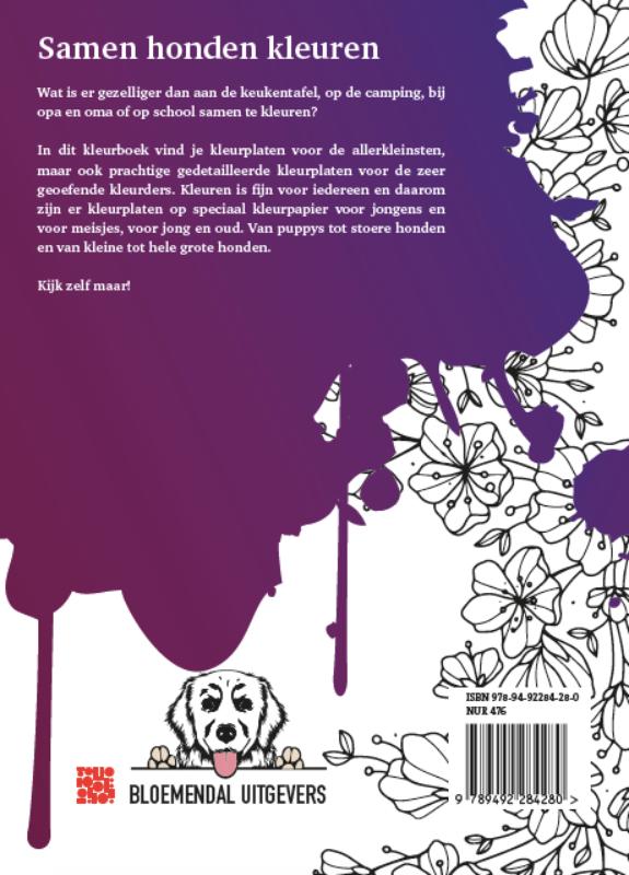 Achterkant van Samen honden kleuren