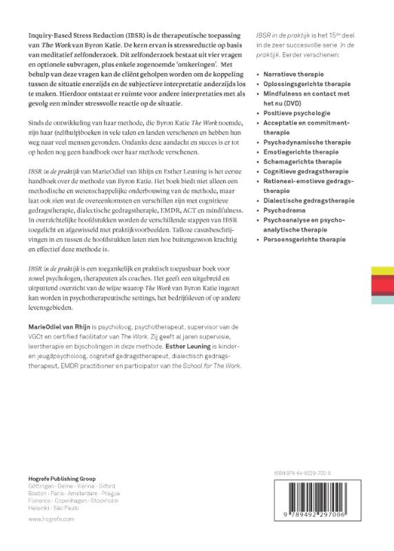 Achterkant van Inquiry-based stress reduction in de praktijk