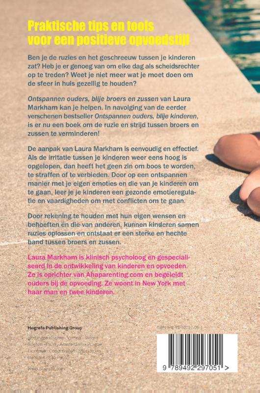 Achterkant van Ontspannen ouders, blije broers en zussen