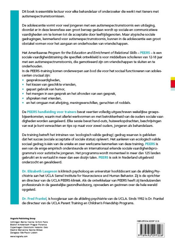 Achterkant van PEERS Handleiding voor trainers