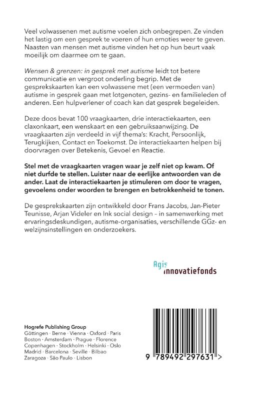 Achterkant van Wensen en grenzen: in gesprek met autisme